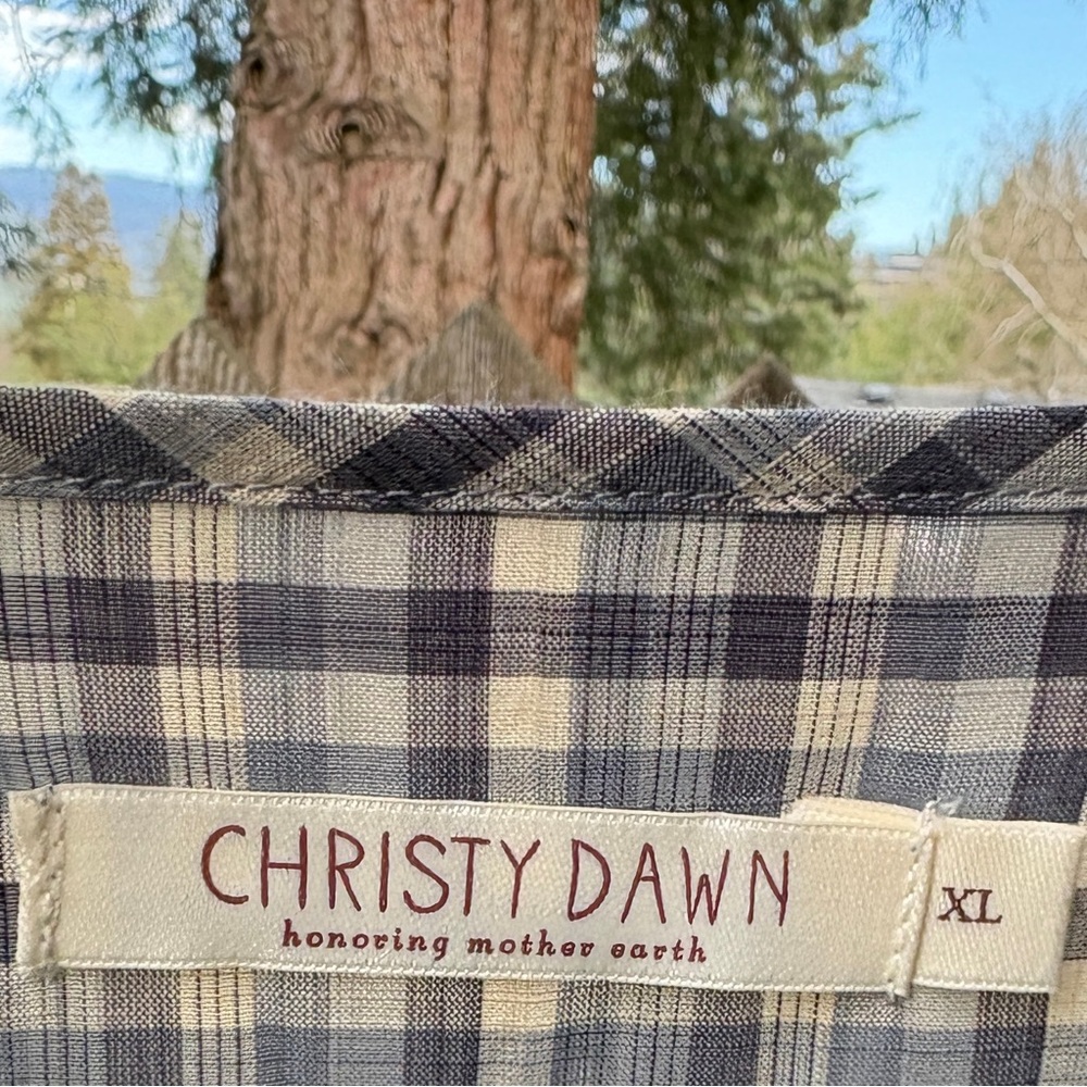 Christy Dawn The Saunders 100% Organic Cotton Slate Gingham Dress NWOT Sz XL - Picture 5 of 17